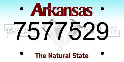 7577529 Arkansas License Plate