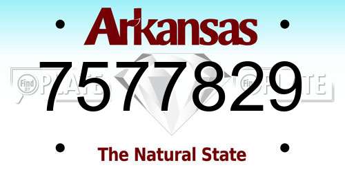 7577829 Arkansas License Plate