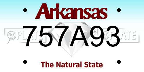 757A93 Arkansas License Plate