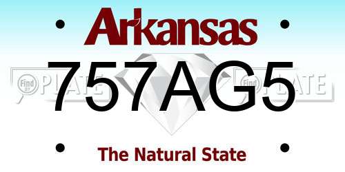 757AG5 Arkansas License Plate
