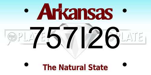 757I26 Arkansas License Plate