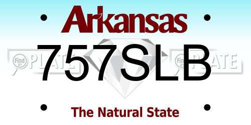 757SLB Arkansas License Plate
