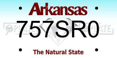 757SR0 Arkansas License Plate