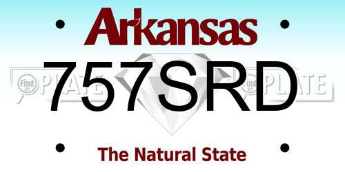 757SRD Arkansas License Plate