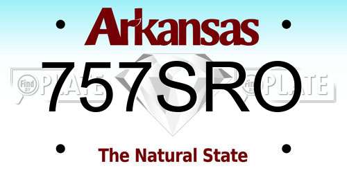 757SRO Arkansas License Plate