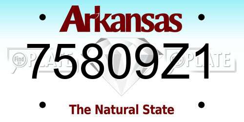 75809Z1 Arkansas License Plate