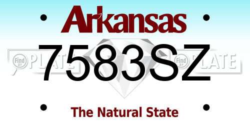 7583SZ Arkansas License Plate