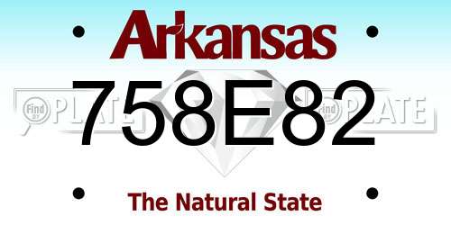758E82 Arkansas License Plate
