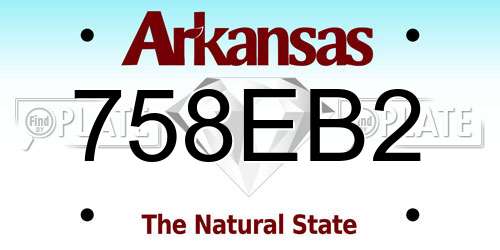 758EB2 Arkansas License Plate