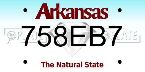 758EB7 Arkansas License Plate