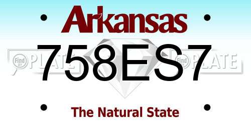 758ES7 Arkansas License Plate