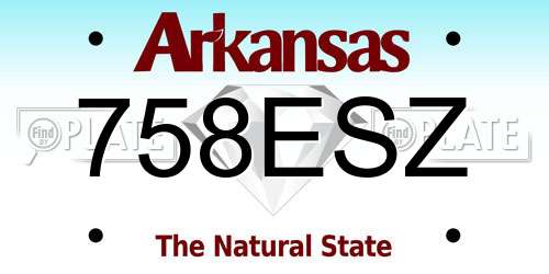 758ESZ Arkansas License Plate