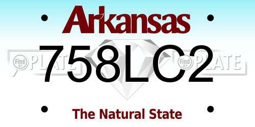 758LC2 Arkansas License Plate