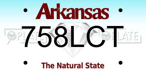 758LCT Arkansas License Plate