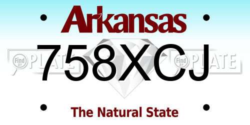 758XCJ Arkansas License Plate