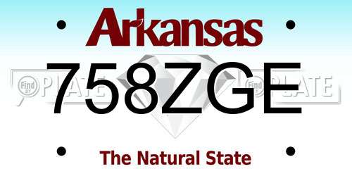 758ZGE Arkansas License Plate