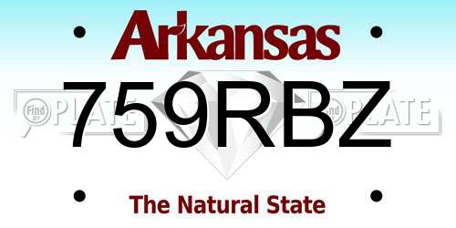 759RBZ Arkansas License Plate