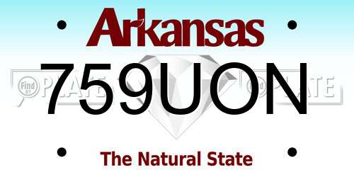 759UON Arkansas License Plate