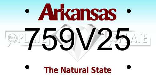 759V25 Arkansas License Plate