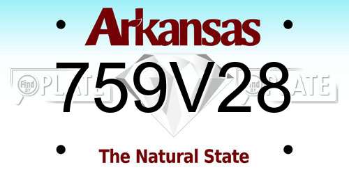 759V28 Arkansas License Plate