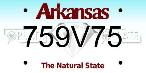 759V75 Arkansas License Plate
