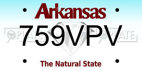 759VPV Arkansas License Plate