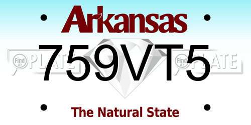 759VT5 Arkansas License Plate
