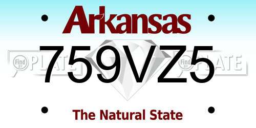 759VZ5 Arkansas License Plate