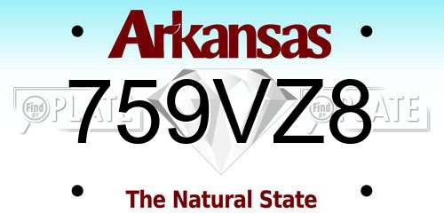 759VZ8 Arkansas License Plate