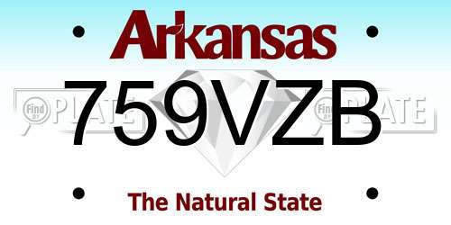 759VZB Arkansas License Plate