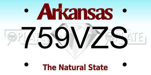 759VZS Arkansas License Plate