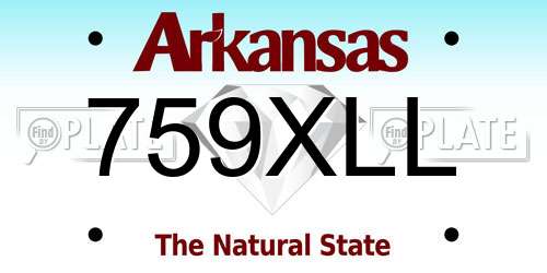 759XLL Arkansas License Plate