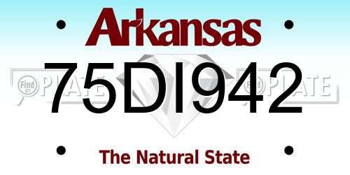 75DI942 Arkansas License Plate