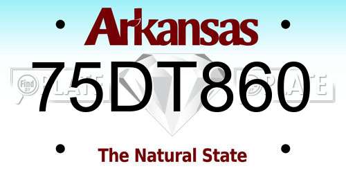 75DT860 Arkansas License Plate