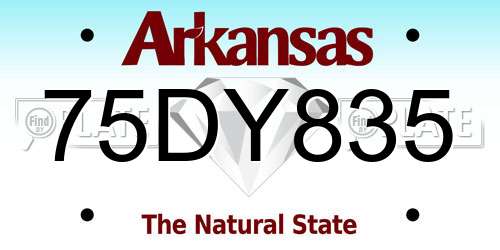 75DY835 Arkansas License Plate