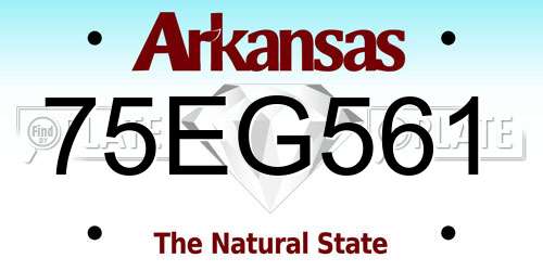 75EG561 Arkansas License Plate