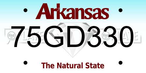 75GD330 Arkansas License Plate