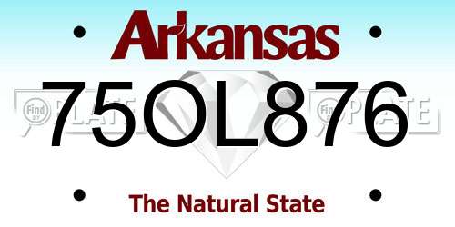 75OL876 Arkansas License Plate