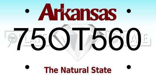 75OT560 Arkansas License Plate