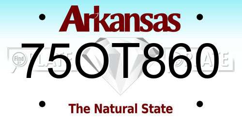 75OT860 Arkansas License Plate