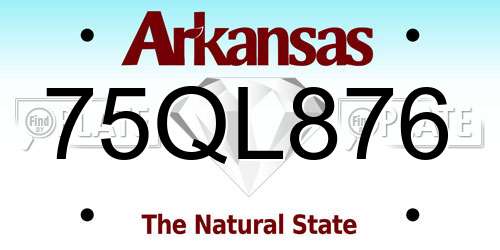 75QL876 Arkansas License Plate
