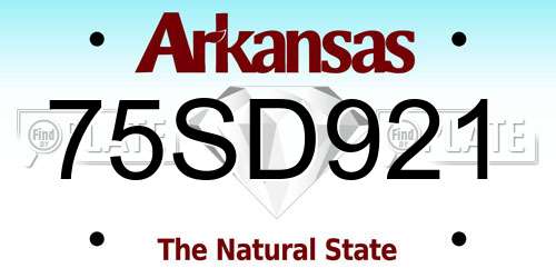 75SD921 Arkansas License Plate
