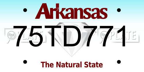 75TD771 Arkansas License Plate