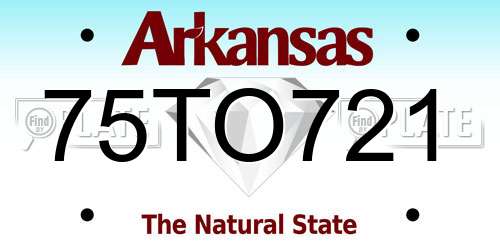 75TO721 Arkansas License Plate
