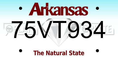 75VT934 Arkansas License Plate