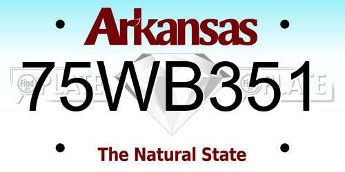 75WB351 Arkansas License Plate