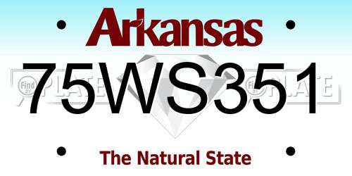 75WS351 Arkansas License Plate