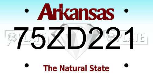 75ZD221 Arkansas License Plate