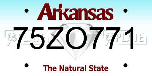 75ZO771 Arkansas License Plate
