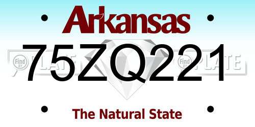 75ZQ221 Arkansas License Plate